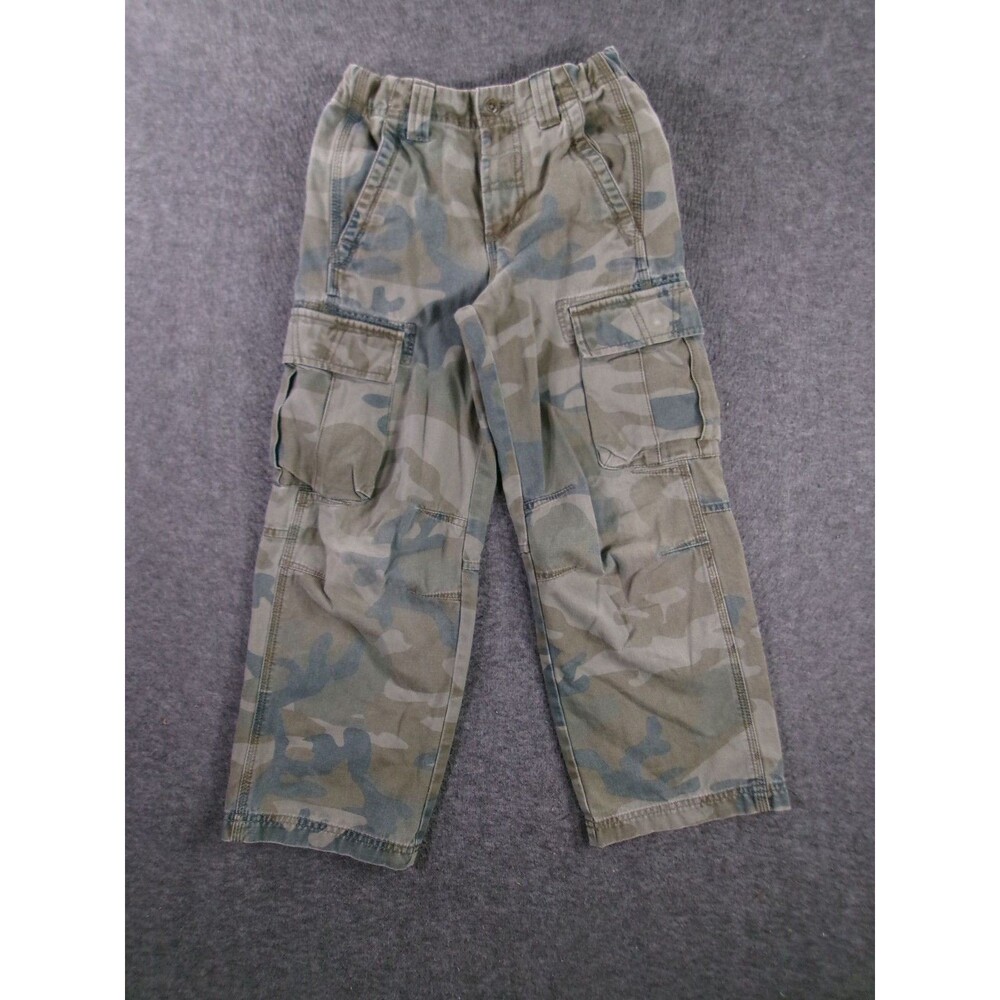 LL Bean Cargo Pants Boy 5 Green Camo Utility Pockets Cotton Casual Outdoor